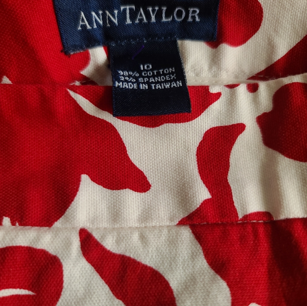 Ann Taylor Red and White Skirt.